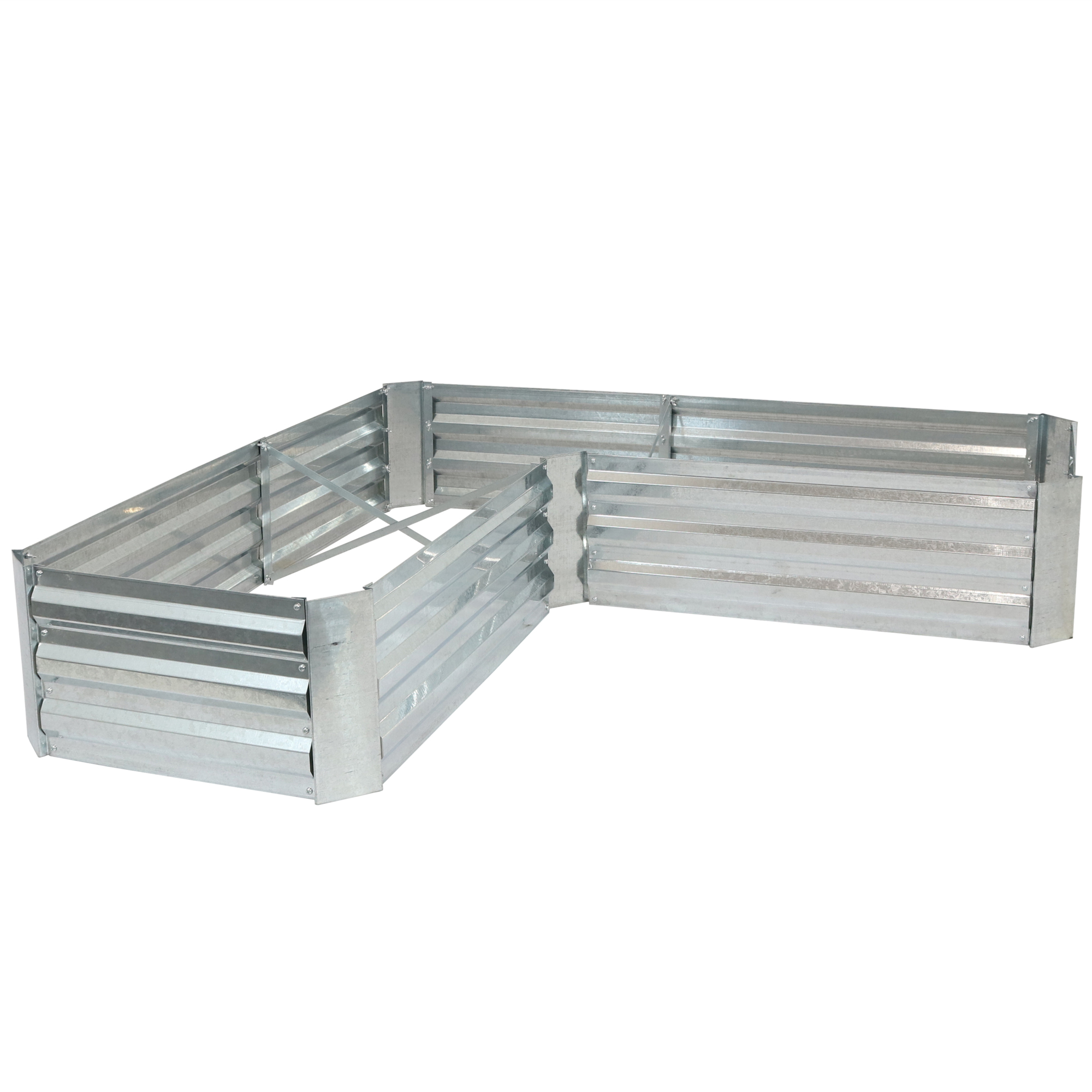 Sunnydaze Decor L-Shaped Raised Garden Bed, Silver, 59.5in.W x 59.5in.D x 11.75in.H, Model# HB-785